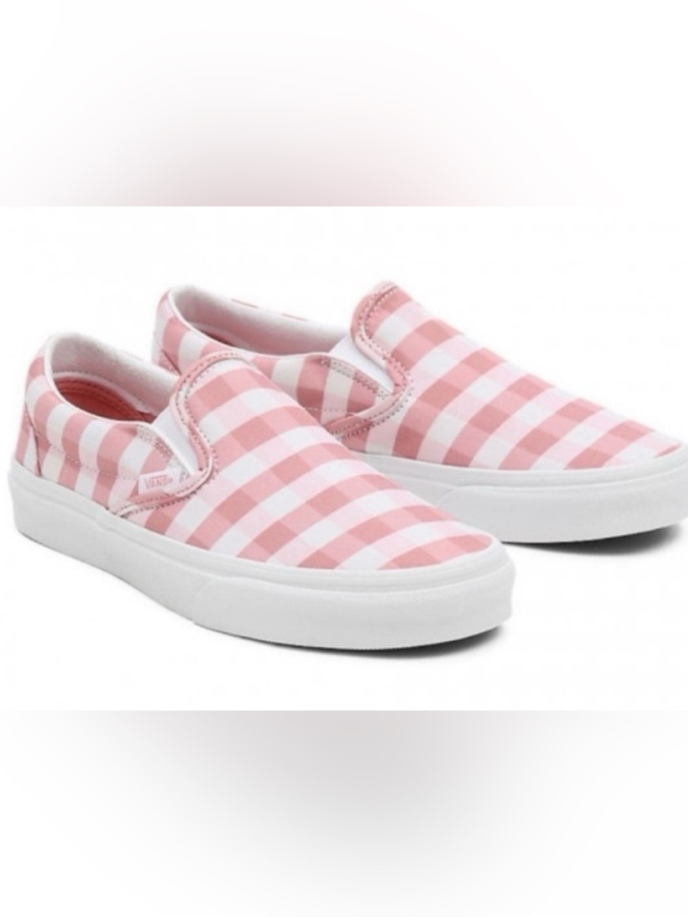Vans Sneaker Pink and White Gingham Slip-On Sneakers Women’s 9.5